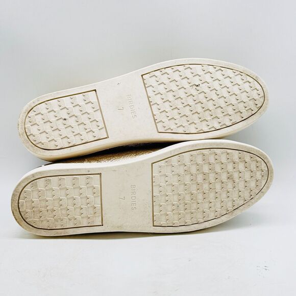 Birdies Shoes Womens 7 Gold Leather Slip On Loafers Flats Swift Casual Comfort - Picture 7 of 10